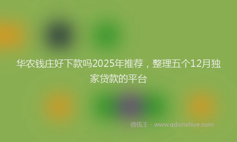 华农钱庄好下款吗2025年推荐，整理五个12月独家贷款的平台