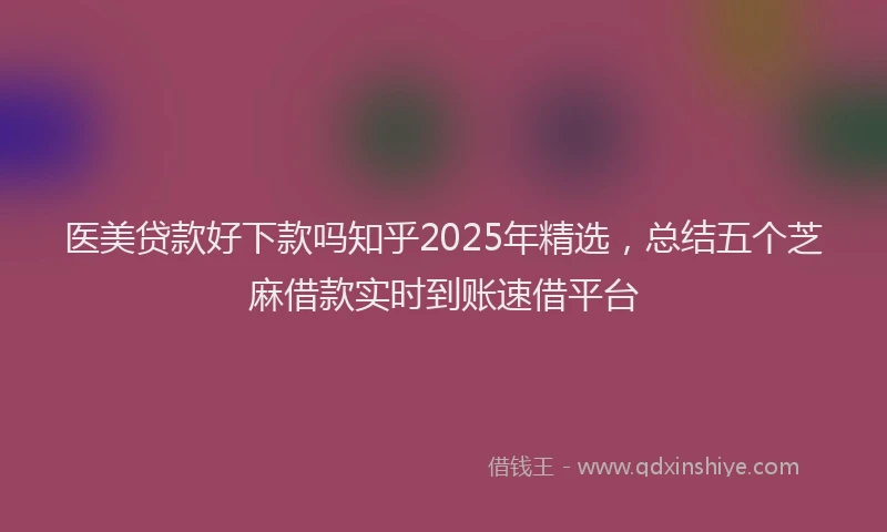 医美贷款好下款吗知乎2025年精选，总结五个芝麻借款实时到账速借平台