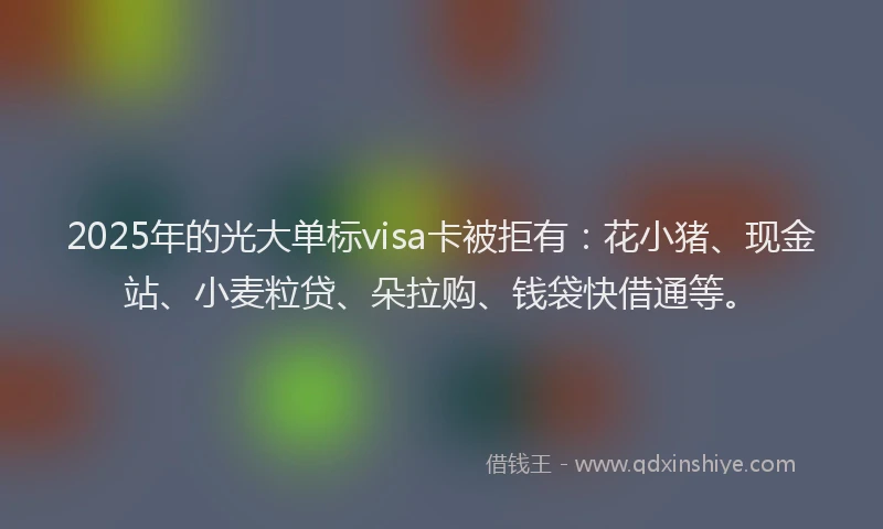 2025年的光大单标visa卡被拒有：花小猪、现金站、小麦粒贷、朵拉购、钱袋快借通等。