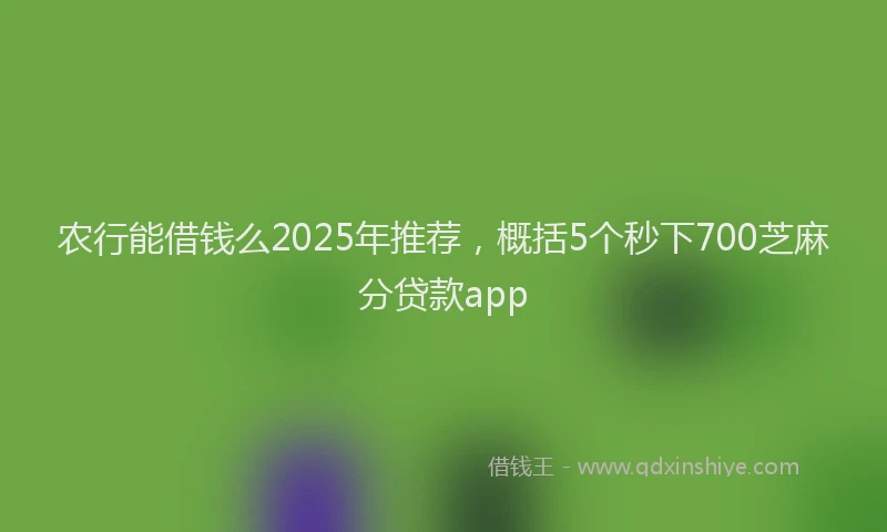 农行能借钱么2025年推荐，概括5个秒下700芝麻分贷款app