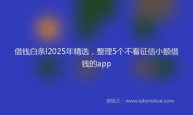 借钱白条l2025年精选，整理5个不看征信小额借钱的app