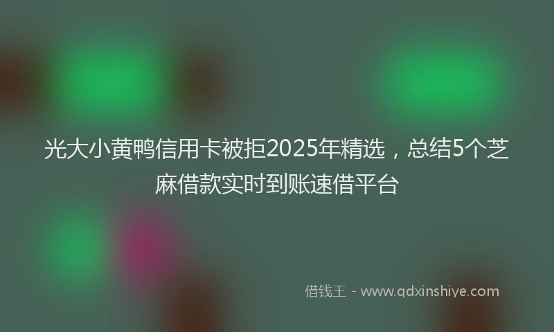 光大小黄鸭信用卡被拒2025年精选，总结5个芝麻借款实时到账速借平台