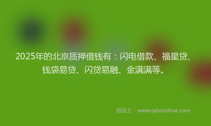2025年的北京质押借钱有：闪电借款、福星贷、钱袋易贷、闪贷易融、金满满等。