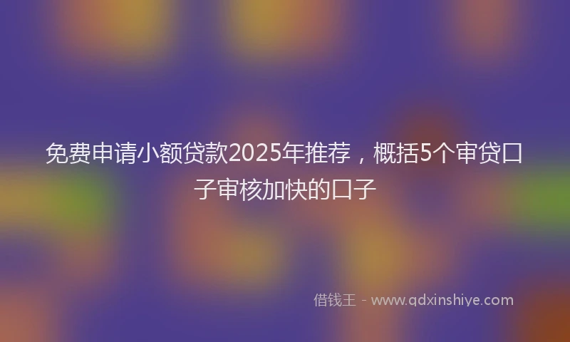 免费申请小额贷款2025年推荐，概括5个审贷口子审核加快的口子