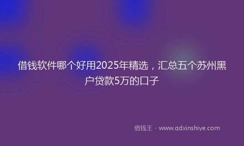 借钱软件哪个好用2025年精选，汇总五个苏州黑户贷款5万的口子