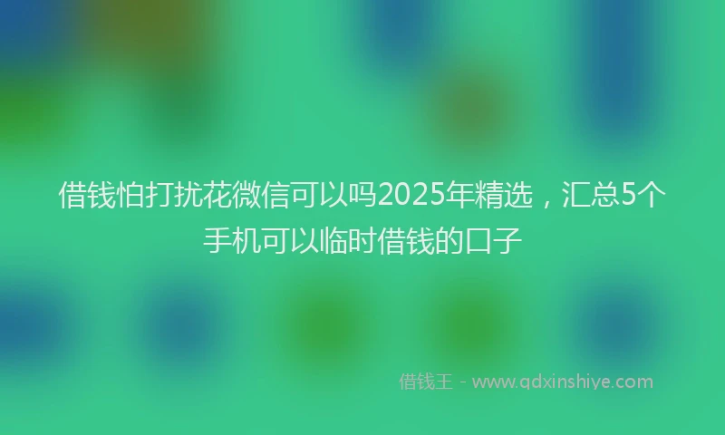 借钱怕打扰花微信可以吗2025年精选，汇总5个手机可以临时借钱的口子