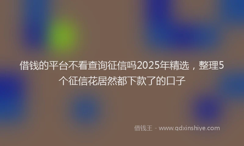 借钱的平台不看查询征信吗2025年精选，整理5个征信花居然都下款了的口子