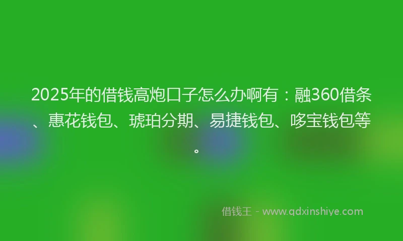 2025年的借钱高炮口子怎么办啊有：融360借条、惠花钱包、琥珀分期、易捷钱包、哆宝钱包等。