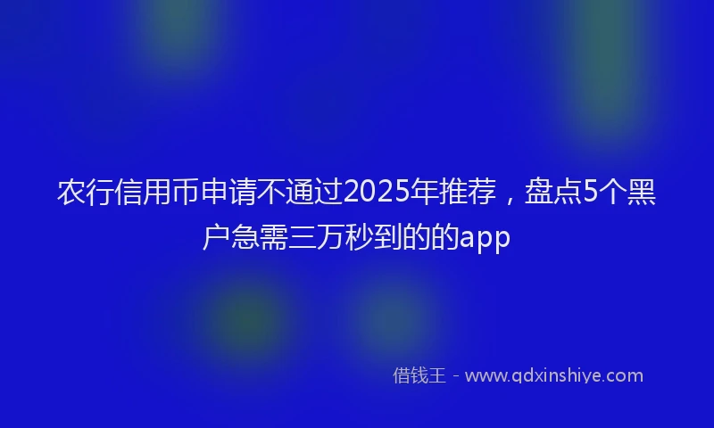 农行信用币申请不通过2025年推荐，盘点5个黑户急需三万秒到的的app