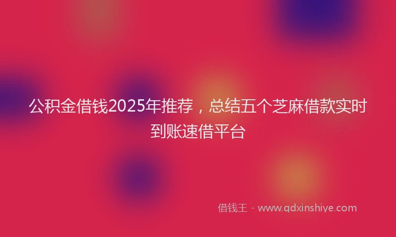 公积金借钱2025年推荐，总结五个芝麻借款实时到账速借平台