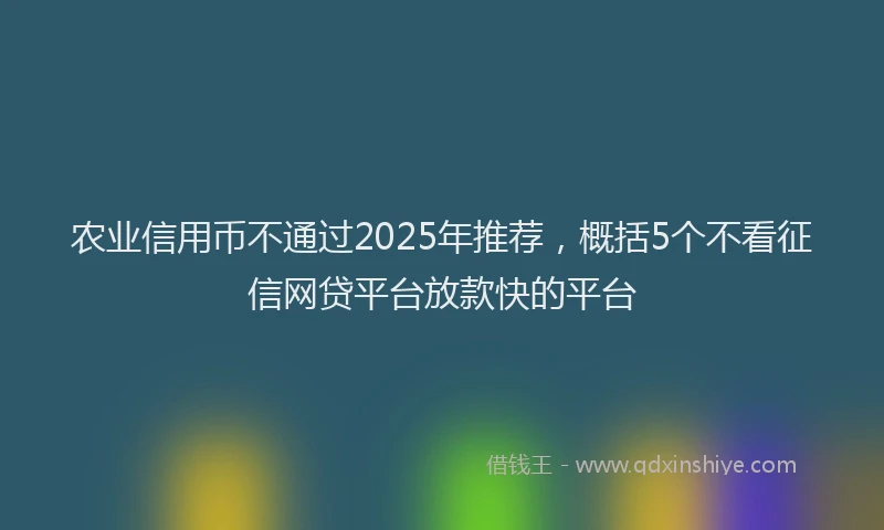 农业信用币不通过2025年推荐，概括5个不看征信网贷平台放款快的平台