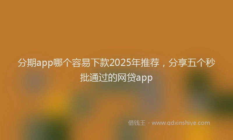 分期app哪个容易下款2025年推荐，分享五个秒批通过的网贷app