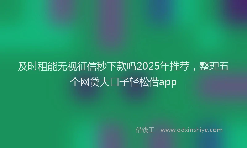及时租能无视征信秒下款吗2025年推荐，整理五个网贷大口子轻松借app