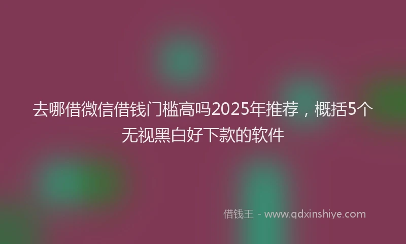 去哪借微信借钱门槛高吗2025年推荐，概括5个无视黑白好下款的软件