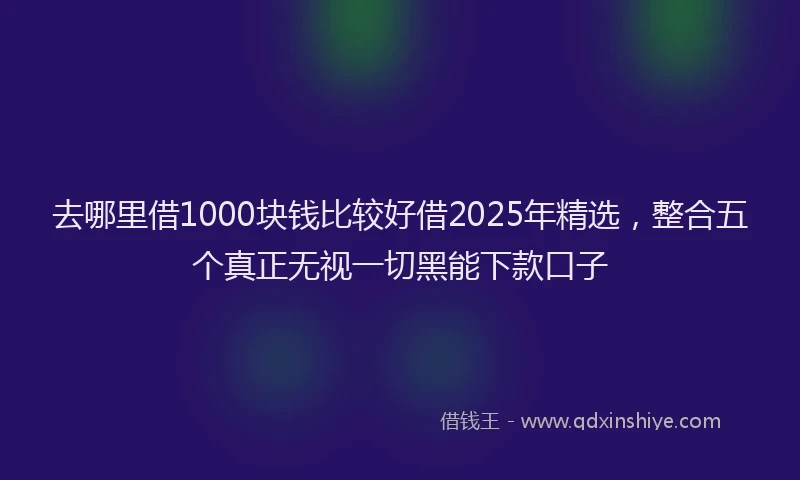 去哪里借1000块钱比较好借2025年精选，整合五个真正无视一切黑能下款口子