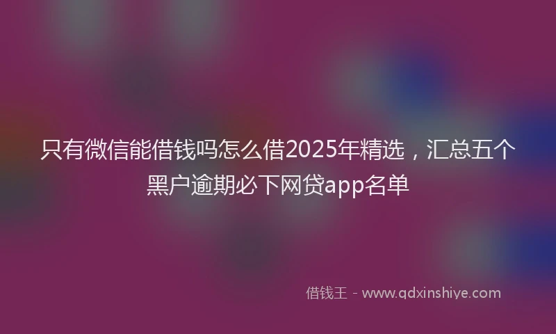 只有微信能借钱吗怎么借2025年精选，汇总五个黑户逾期必下网贷app名单