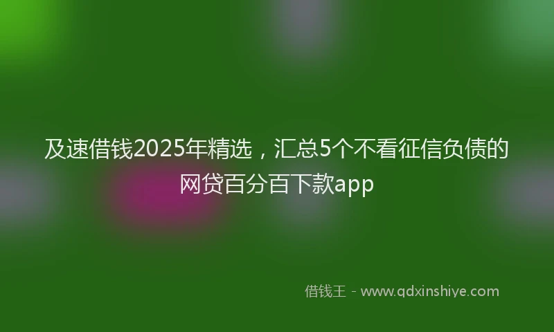 及速借钱2025年精选，汇总5个不看征信负债的网贷百分百下款app