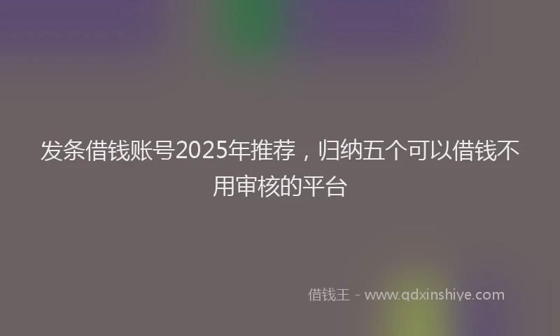 发条借钱账号2025年推荐，归纳五个可以借钱不用审核的平台