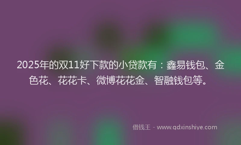 2025年的双11好下款的小贷款有：鑫易钱包、金色花、花花卡、微博花花金、智融钱包等。