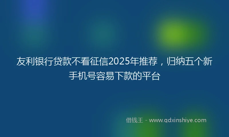 友利银行贷款不看征信2025年推荐，归纳五个新手机号容易下款的平台