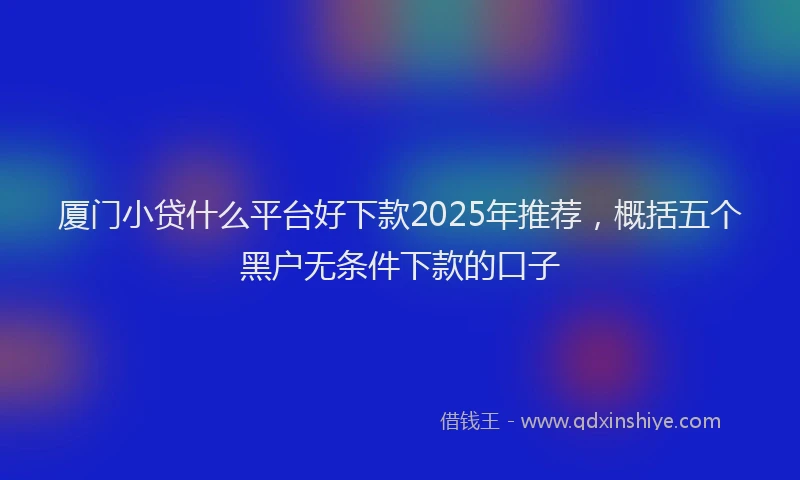厦门小贷什么平台好下款2025年推荐，概括五个黑户无条件下款的口子