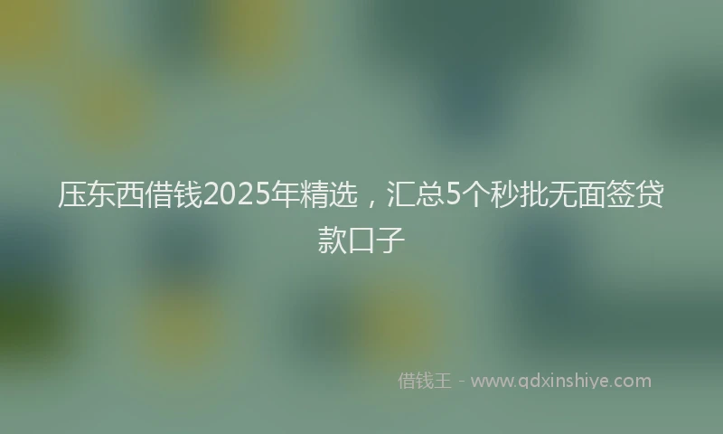 压东西借钱2025年精选，汇总5个秒批无面签贷款口子