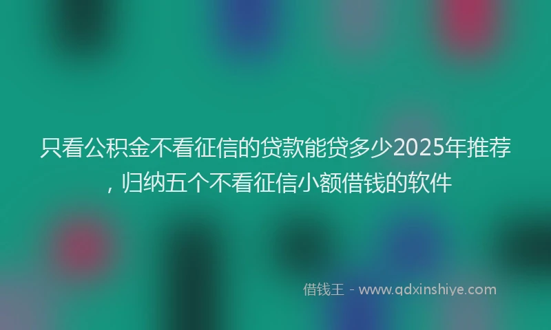 只看公积金不看征信的贷款能贷多少2025年推荐，归纳五个不看征信小额借钱的软件