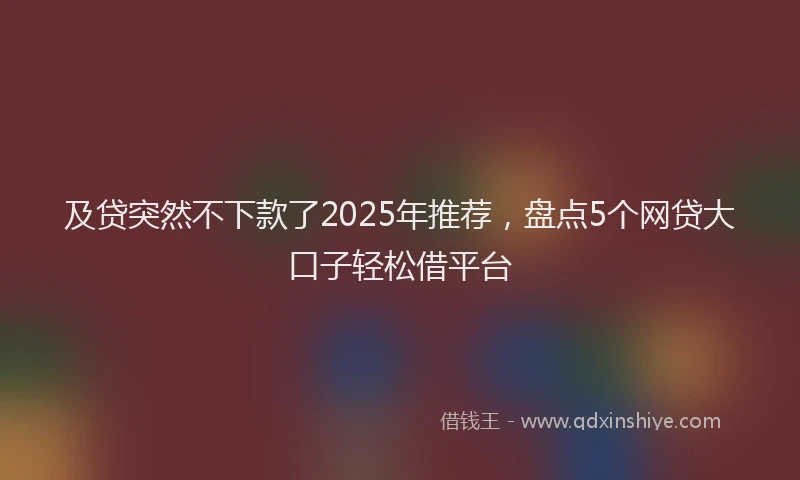 及贷突然不下款了2025年推荐，盘点5个网贷大口子轻松借平台