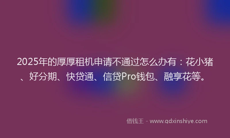 2025年的厚厚租机申请不通过怎么办有：花小猪、好分期、快贷通、信贷Pro钱包、融享花等。