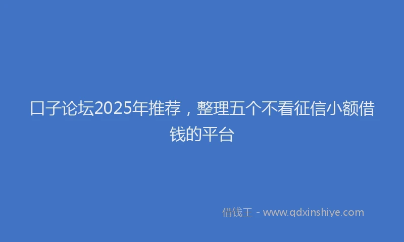 口子论坛2025年推荐，整理五个不看征信小额借钱的平台