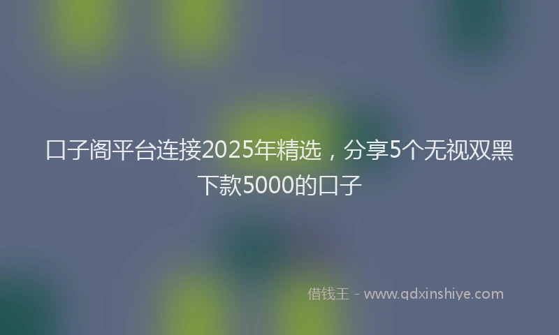 口子阁平台连接2025年精选，分享5个无视双黑下款5000的口子