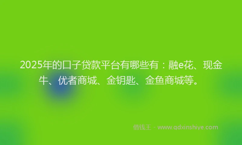 2025年的口子贷款平台有哪些有：融e花、现金牛、优者商城、金钥匙、金鱼商城等。