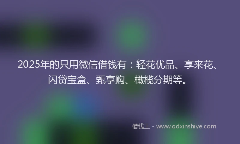 2025年的只用微信借钱有：轻花优品、享来花、闪贷宝盒、甄享购、橄榄分期等。
