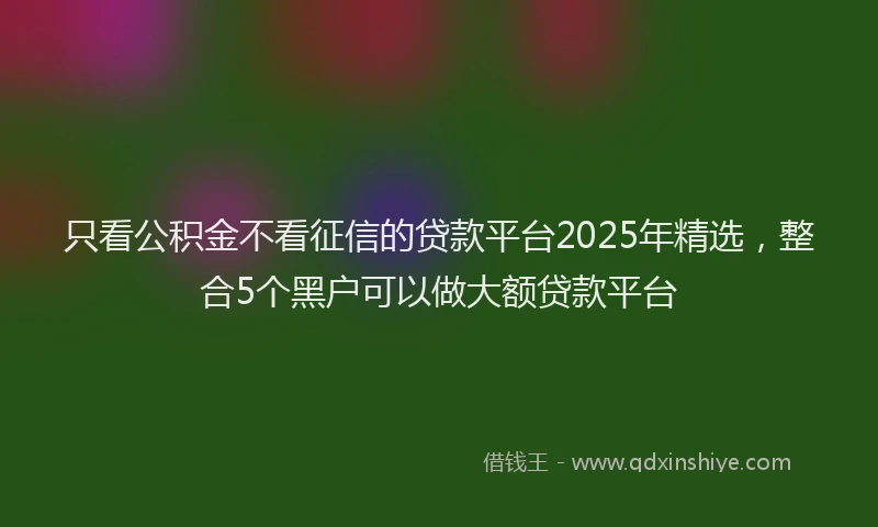 只看公积金不看征信的贷款平台2025年精选，整合5个黑户可以做大额贷款平台
