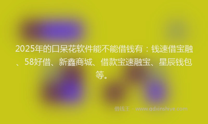 2025年的口呆花软件能不能借钱有：钱速借宝融、58好借、新鑫商城、借款宝速融宝、星辰钱包等。