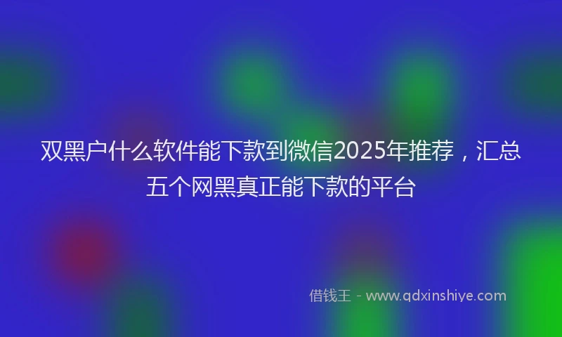 双黑户什么软件能下款到微信2025年推荐，汇总五个网黑真正能下款的平台