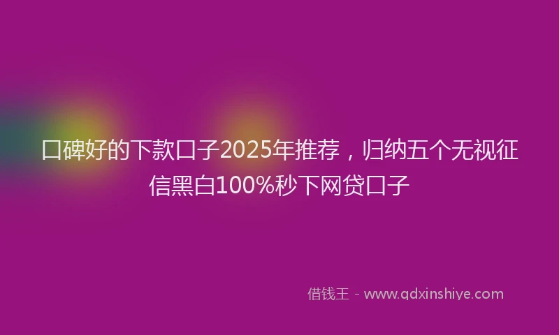 口碑好的下款口子2025年推荐，归纳五个无视征信黑白100%秒下网贷口子