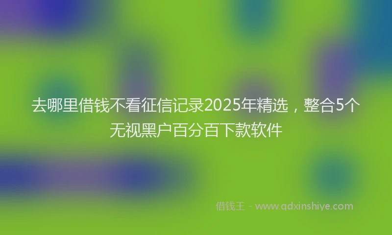 去哪里借钱不看征信记录2025年精选，整合5个无视黑户百分百下款软件