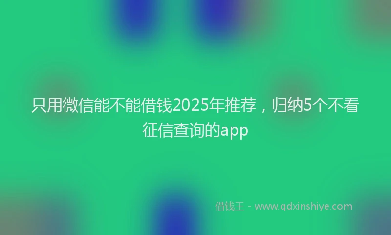只用微信能不能借钱2025年推荐，归纳5个不看征信查询的app