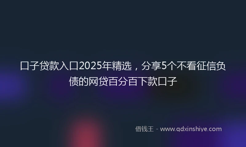 口子贷款入口2025年精选，分享5个不看征信负债的网贷百分百下款口子