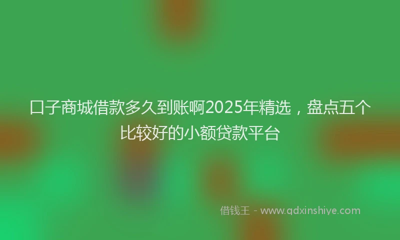 口子商城借款多久到账啊2025年精选，盘点五个比较好的小额贷款平台