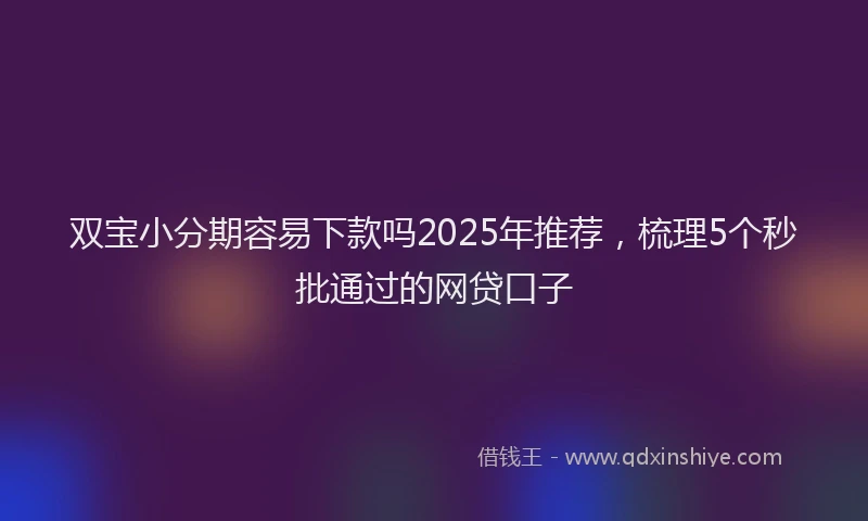 双宝小分期容易下款吗2025年推荐，梳理5个秒批通过的网贷口子