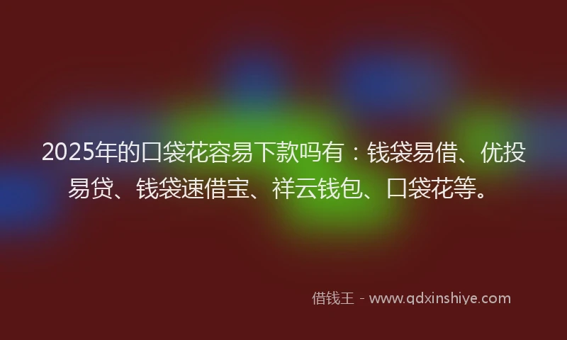 2025年的口袋花容易下款吗有：钱袋易借、优投易贷、钱袋速借宝、祥云钱包、口袋花等。