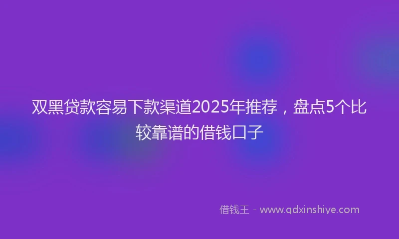双黑贷款容易下款渠道2025年推荐，盘点5个比较靠谱的借钱口子