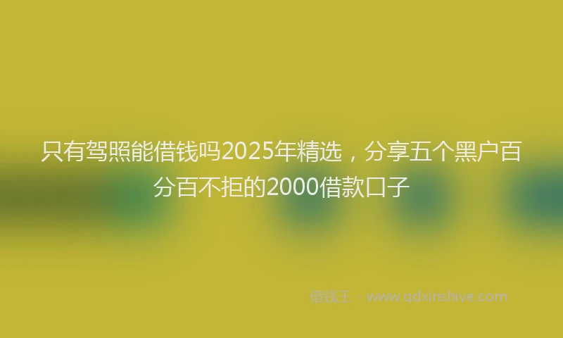 只有驾照能借钱吗2025年精选，分享五个黑户百分百不拒的2000借款口子