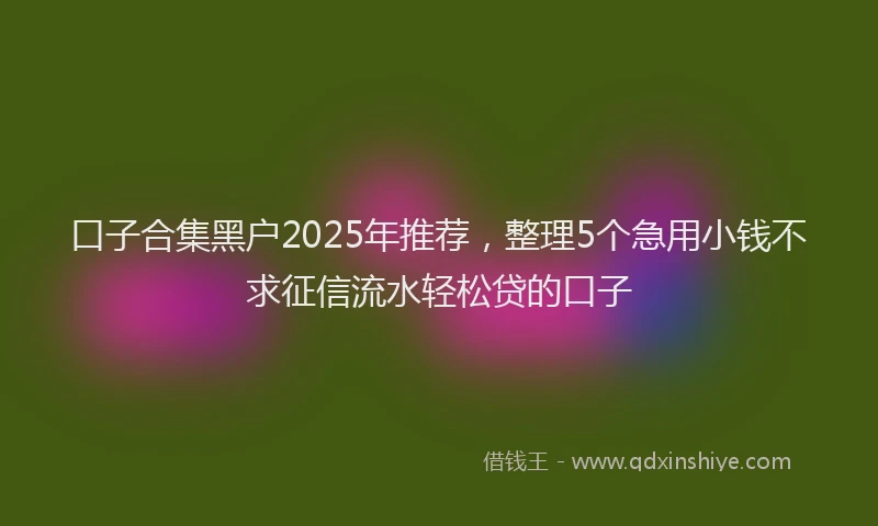 口子合集黑户2025年推荐，整理5个急用小钱不求征信流水轻松贷的口子