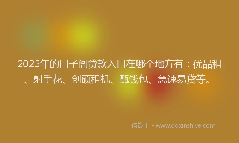 2025年的口子阁贷款入口在哪个地方有：优品租、射手花、创硕租机、甄钱包、急速易贷等。