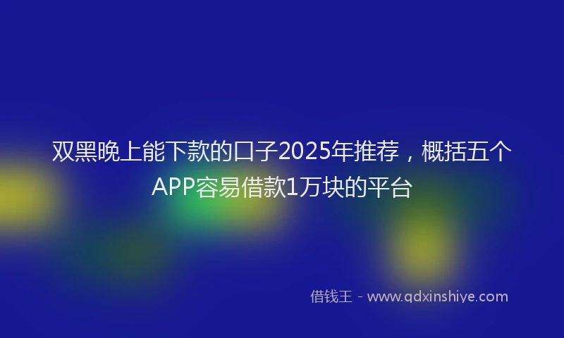 双黑晚上能下款的口子2025年推荐，概括五个APP容易借款1万块的平台