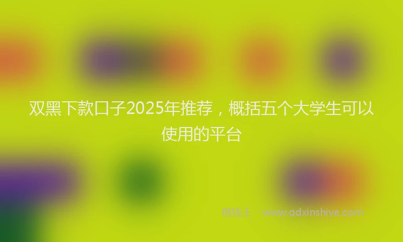 双黑下款口子2025年推荐，概括五个大学生可以使用的平台