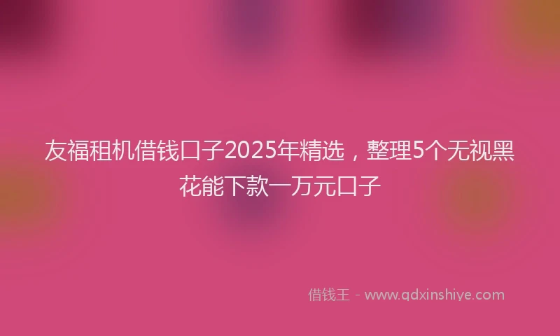 友福租机借钱口子2025年精选，整理5个无视黑花能下款一万元口子